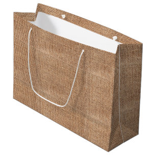 Grand Sac Cadeau Burlap rustique