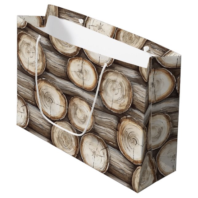 Grand Sac Cadeau Cabine de bois Noël (Devant Angle)