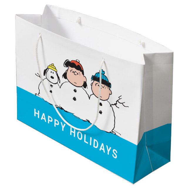 Grand Sac Cadeau cacahuètes | 3 Personne Snowman (Dos Angle)