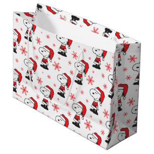 Grand Sac Cadeau cacahuètes   Snoopy Santa Claus
