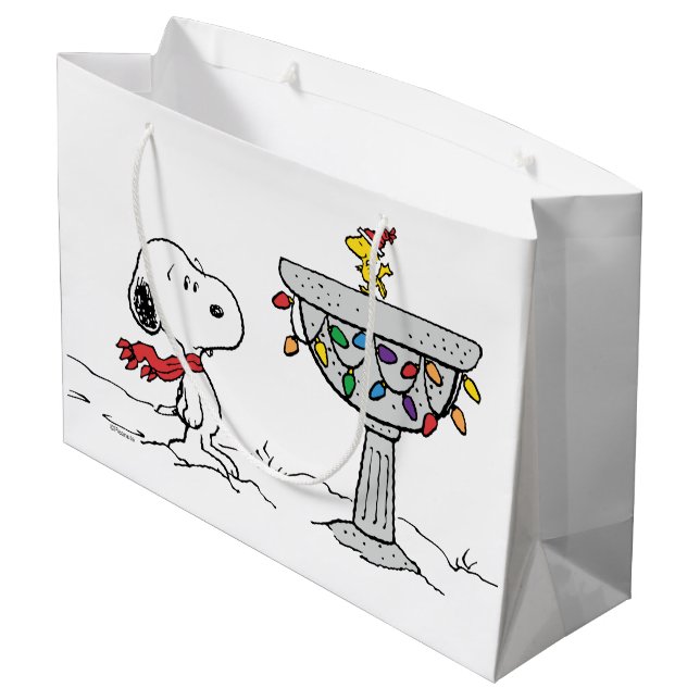 Grand Sac Cadeau cacahuètes | Snoopy & Woodstock Froid Birdbath (Dos Angle)