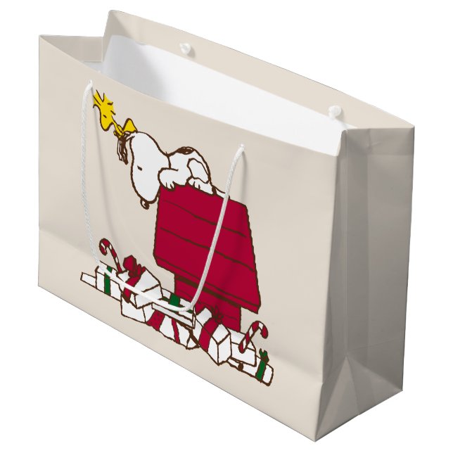 Grand Sac Cadeau cacahuètes | Snoopy & Woodstock Joyeux Sweat moche (Devant Angle)