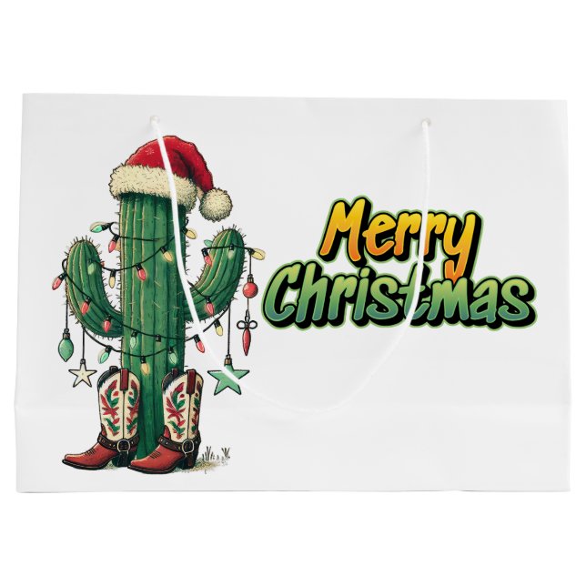 Grand Sac Cadeau Cactus de Noël  (Dos)