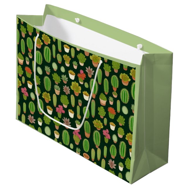 Grand Sac Cadeau Cactus et Succulent Wonderland (Devant Angle)