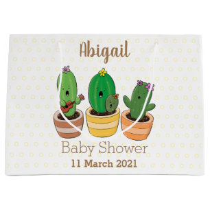 Grand Sac Cadeau Cactus trio chantante mignonne dessin animé