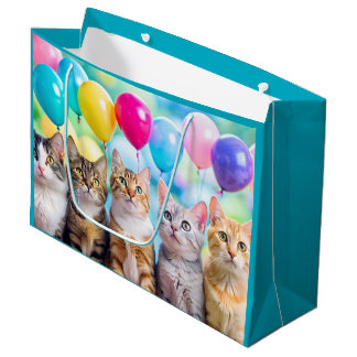 Grand Sac Cadeau Cadeau cadeau chatons avec boules, Anniversaire