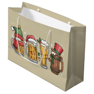 Grand Sac Cadeau Cadeau d'amant de bière de Noël Esprit de fête