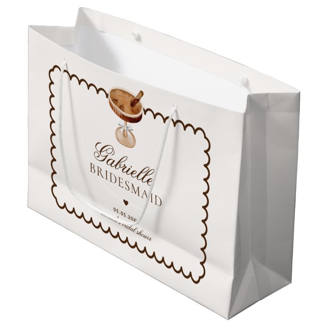 Grand Sac Cadeau Cadeau de demoiselle d'honneur Café Martini Espres (Devant Angle)