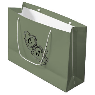 Grand Sac Cadeau Cadeau élégant vert sauge Grand Premium