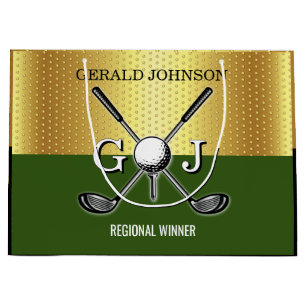 Grand Sac Cadeau Cadeau grand monogramme de golf élégant personnali