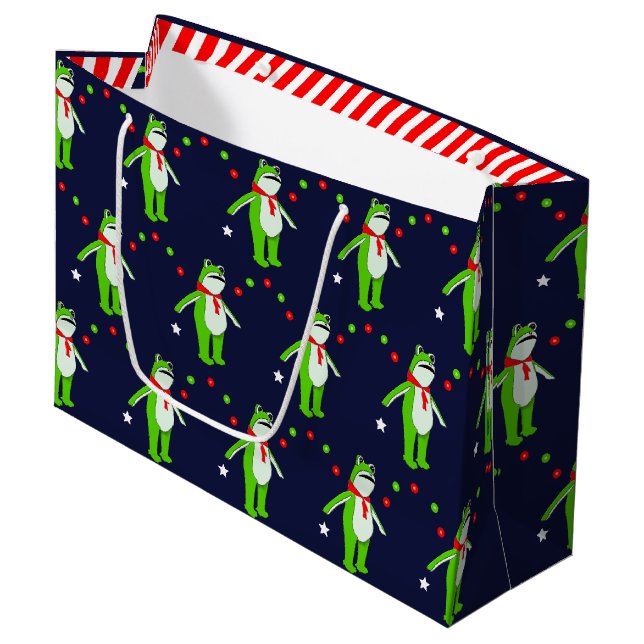 Grand Sac Cadeau Cadeau Grenouille Protestation Pas De Rois (Devant Angle)