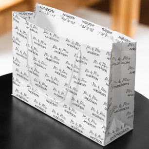 Grand Sac Cadeau Cadeau mariage M. et Mme collage de nom personnali