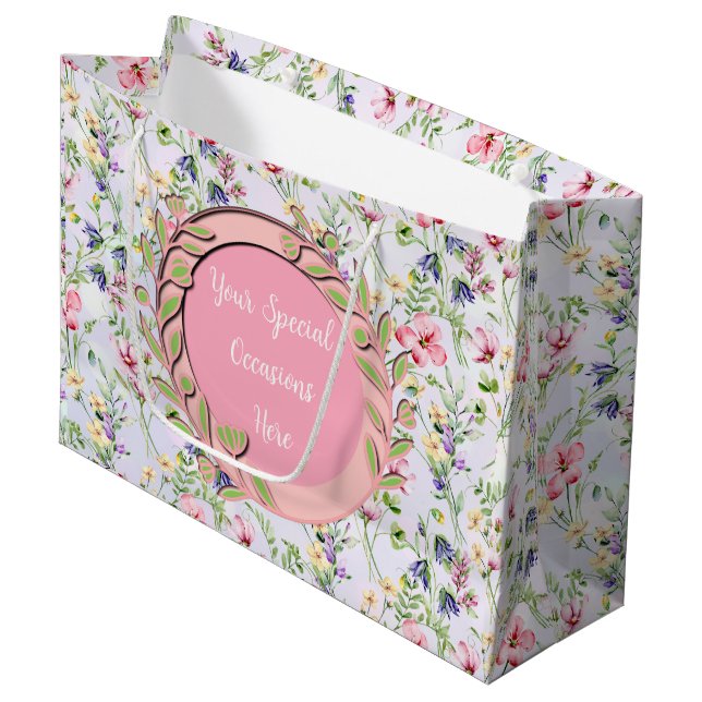 Grand Sac Cadeau Cadre floral élégant : pour chaque occasion (Devant Angle)