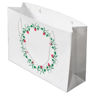 Grand Sac Cadeau Cadre rond fleuri avec fleurs roses
