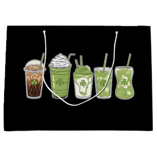 Grand Sac Cadeau Café Latte Vert Mignon Irlandais St Patrick's Day