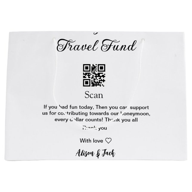 Grand Sac Cadeau Caisse de lune de miel scannez le code QR ajouter  (Devant)