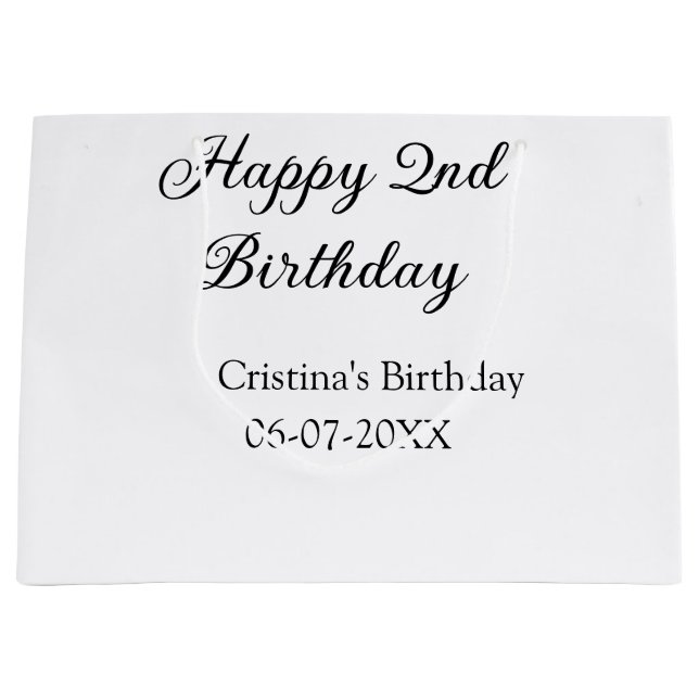 Grand Sac Cadeau calligraphie simple minimum heureux 2e anniversair (Devant)