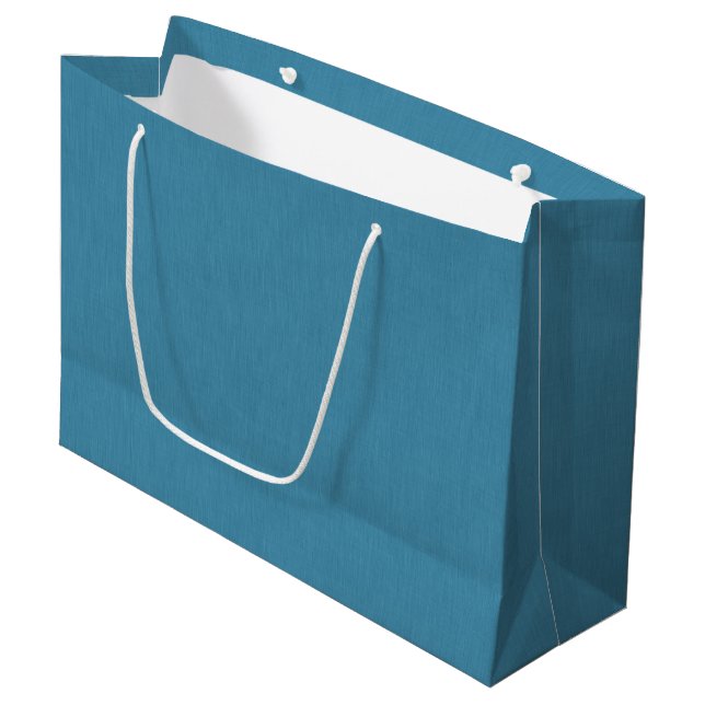 Grand Sac Cadeau Calme & simple Fond texturé en lin bleu  (Devant Angle)