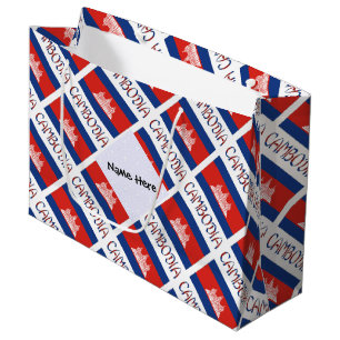 Grand Sac Cadeau Cambodge Drapeau Cambodgien Personnalisé au Nom