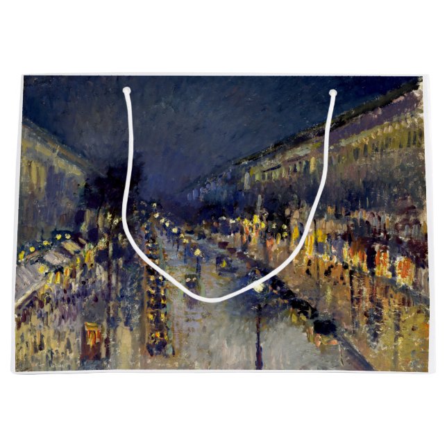 Grand Sac Cadeau Camille Pissarro - Boulevard Montmartre en nuit (Devant)