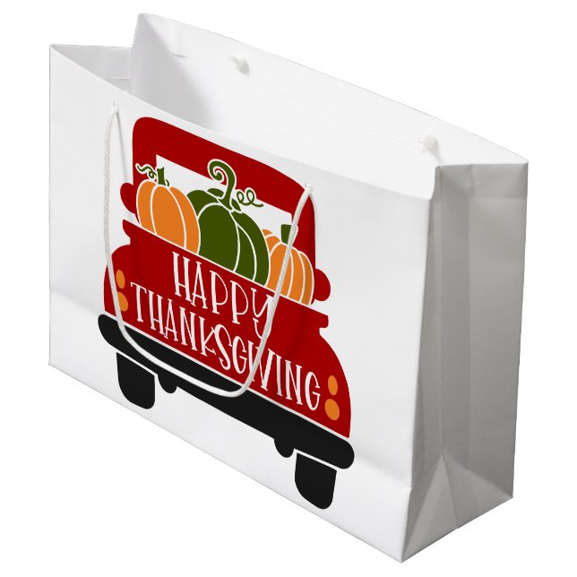Grand Sac Cadeau Camion de Thanksgiving (Devant Angle)