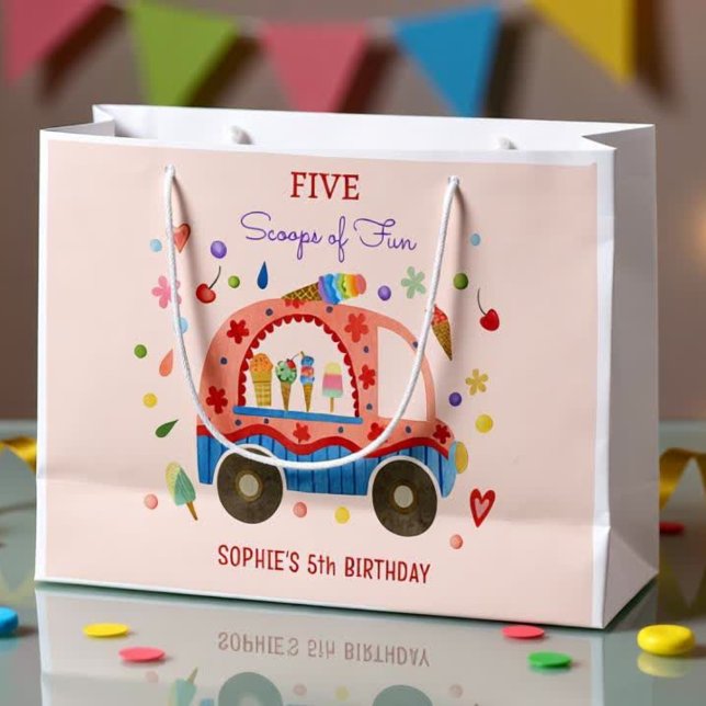 Grand Sac Cadeau Camion glace Scoops of fun anniversaire de enfant (Créateur téléchargé)
