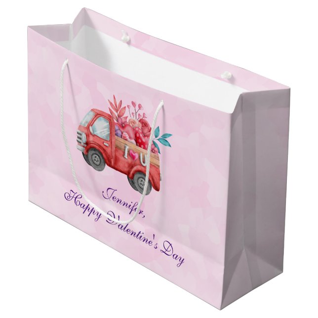 Grand Sac Cadeau Camion mignon Love portant des bonbons Valentine (Devant Angle)