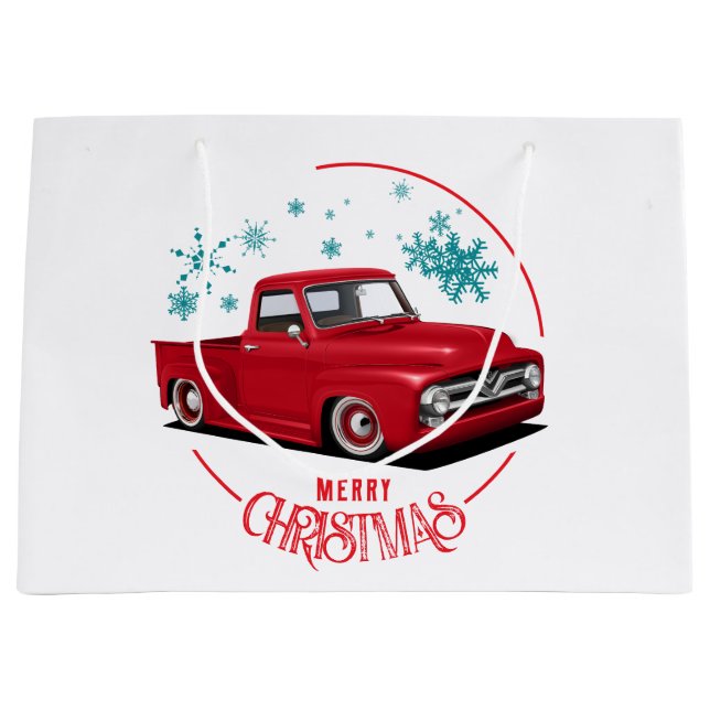 Grand Sac Cadeau Camion rouge classique 1956 (Devant)