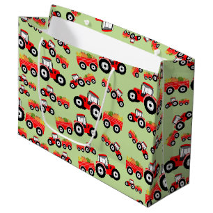 Grand Sac Cadeau Camion rouge produit de la ferme