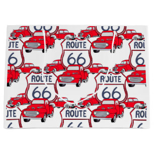 Grand Sac Cadeau Camions rouges vintages sur l'itinéraire 66