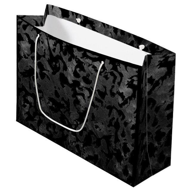 Grand Sac Cadeau Camouflage moderne Camo-noir et gris foncé (Devant Angle)