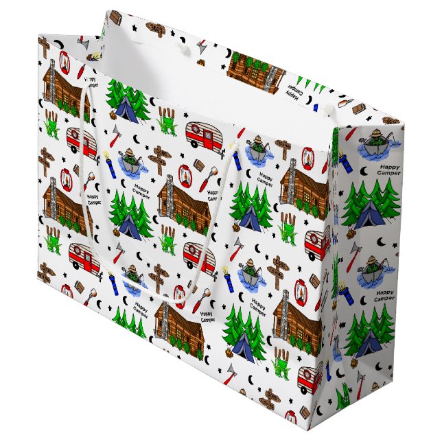 Grand Sac Cadeau Camping ou Midwest Theme Anniversaire (Devant Angle)