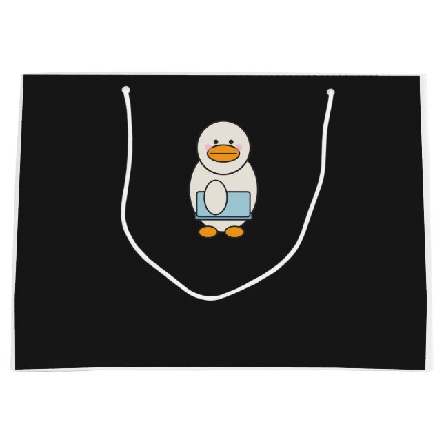 Grand Sac Cadeau Canard allant au travail, funny work (Devant)