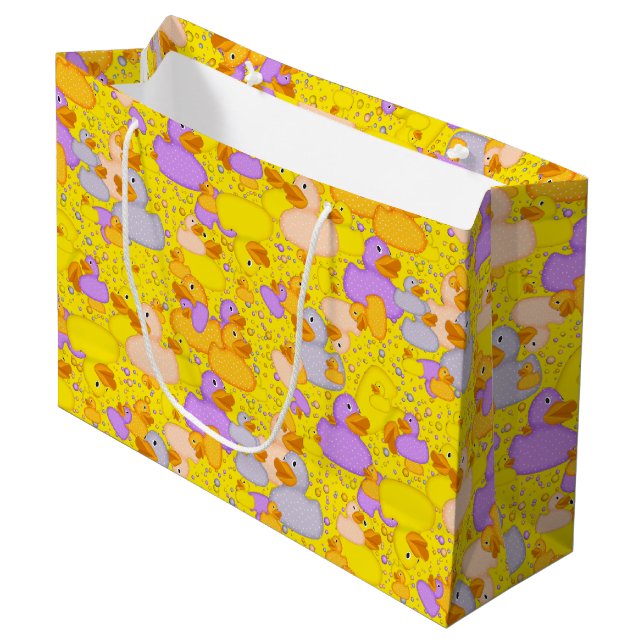 Grand Sac Cadeau Canards-n-points-Style-1-Jaune-CADEAU L (Devant Angle)