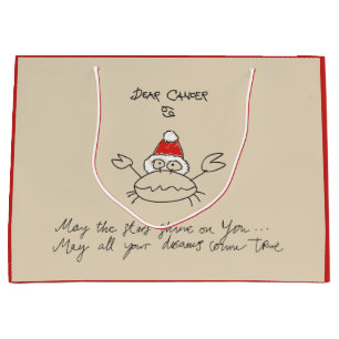 Grand Sac Cadeau Cancer de Noël Astrologie Horoscope Rouge Élégant