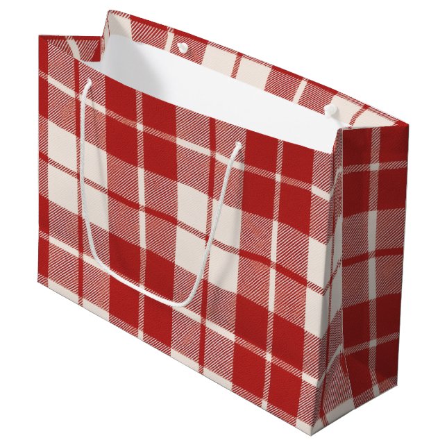 Grand Sac Cadeau Canne de bonbon rouge (Devant Angle)