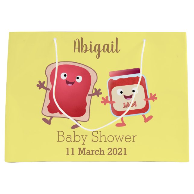 Grand Sac Cadeau Caractères de dessins animés sur le pain et la con (Devant)