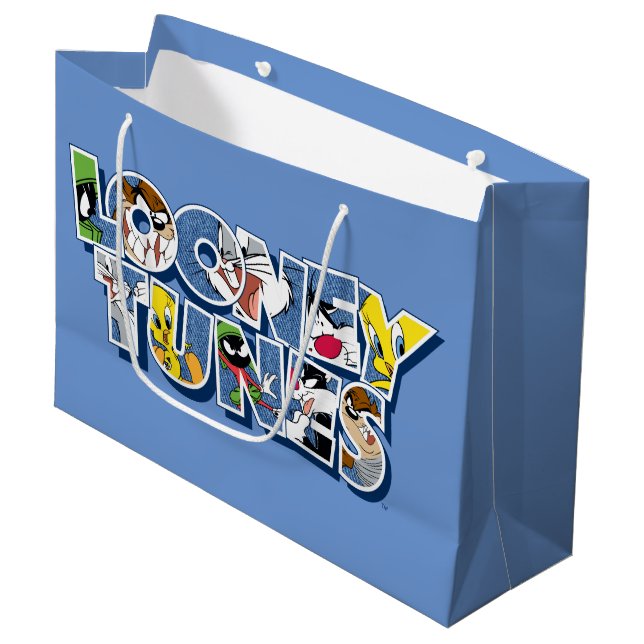 Grand Sac Cadeau Caractères LOONEY TUNES™ en lettres (Devant Angle)