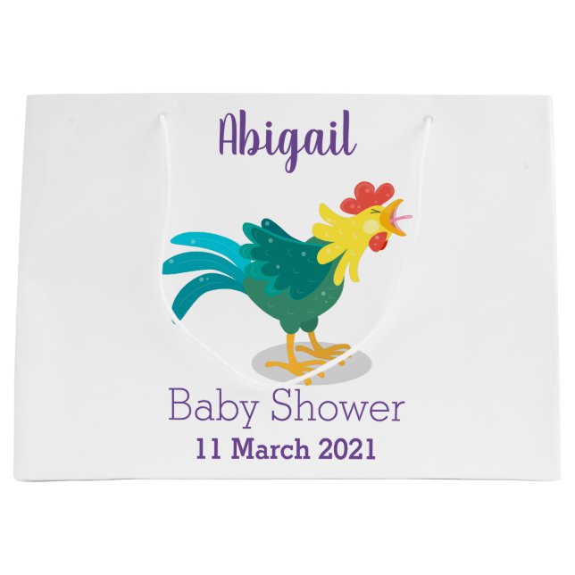 Grand Sac Cadeau Caricature amusante du coq à rames (Devant)