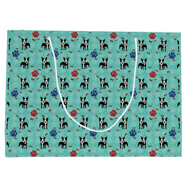 Grand Sac Cadeau Caricature Boston Terrier (Dos)