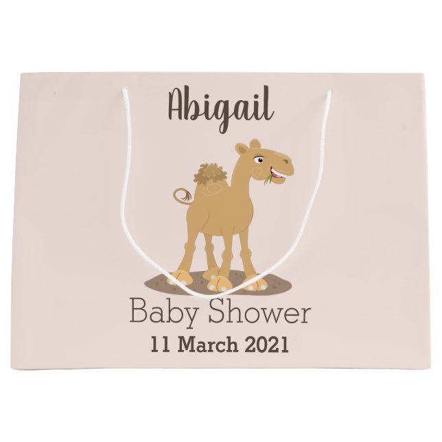 Grand Sac Cadeau Caricature de dromadaire joyeux et souriant (Devant)