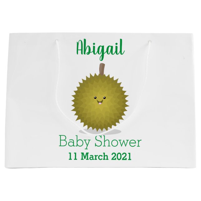 Grand Sac Cadeau Caricature de durian joyeux (Devant)