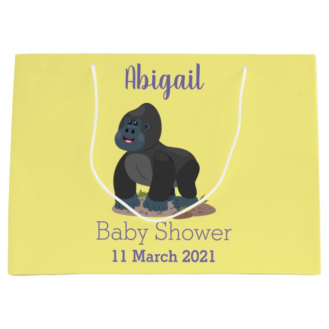 Grand Sac Cadeau Caricature de gros gorilles joyeux (Devant)