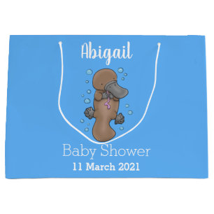 Grand Sac Cadeau Caricature de platypus bébé très heureuse