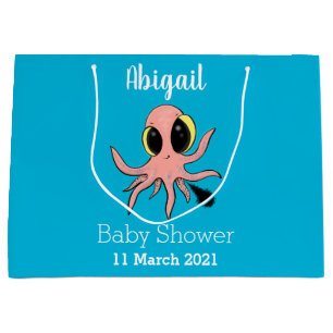 Grand Sac Cadeau Caricature de poulpe de bébé mignonne et cheeky
