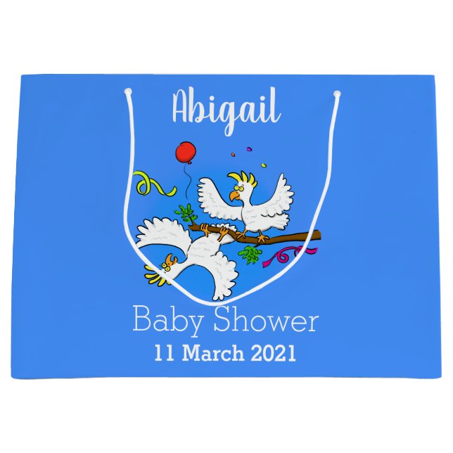 Grand Sac Cadeau Caricature d'oiseaux de cockatoo amusante (Devant)