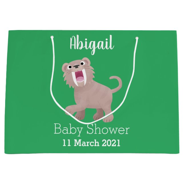 Grand Sac Cadeau Caricature du tigre mignon Saber Toothed Smilodon (Devant)