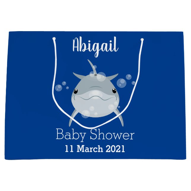 Grand Sac Cadeau Caricature joli dauphin kawaii kawaii (Devant)