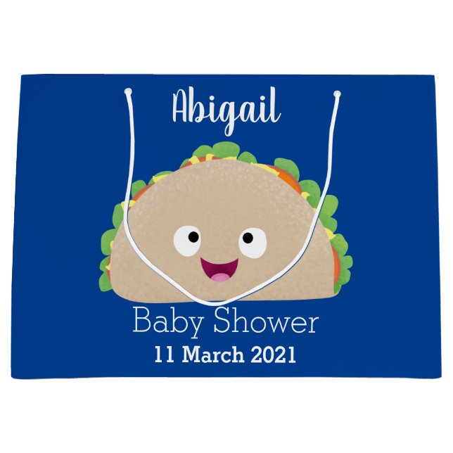 Grand Sac Cadeau Caricature joli sourire taco dessin animé (Devant)