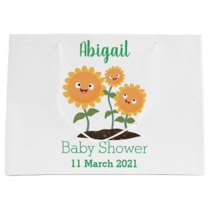 Grand Sac Cadeau Caricature joli tournesol souriant illustration
